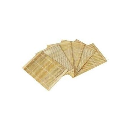Set med 6 bordstabletter i naturlig bambu