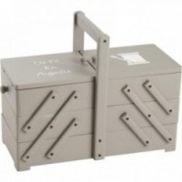 Scatola di cucito in legno laccato grigio con scomparti - scatola e operaio couture pratico
