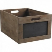 Aged wooden crate and blackboard