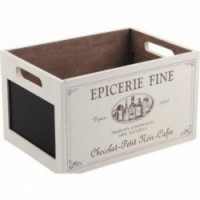 Biała drewniana skrzynka "Fine sklep spożywczy"