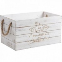 Caja de almacenamiento de madera blanca envejecida