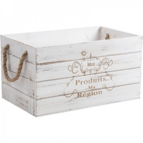 Aged white wooden storage crate
