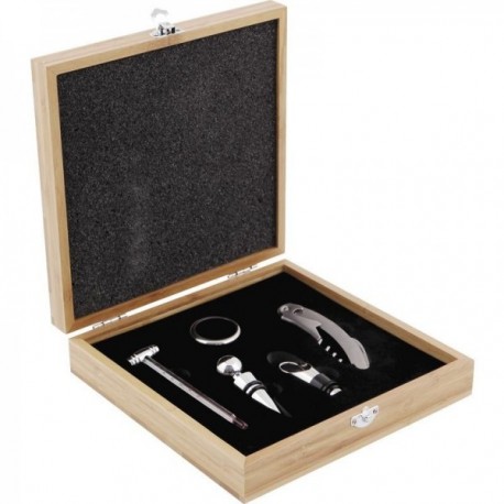 Bamboo oenological box 5 accessories