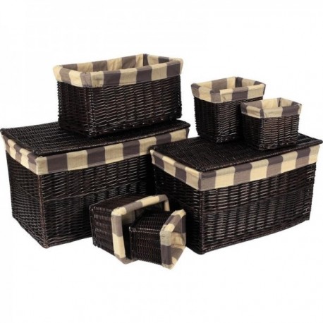 Wicker storage trunks and baskets