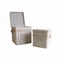 Square bleached wicker trunks