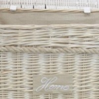 Tronchi quadrati di vimini sbiancato con rivestimento in cotone, set di 2 per elegante decoraggio Deco