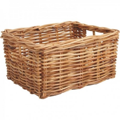 Basket storage drawer in natural pole | Rectangular braided wicker basket for shelf