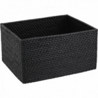 Black rattan storage drawer basket