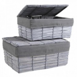 Gray wicker boxes with lid
