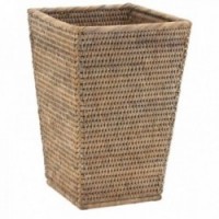 White rattan square waste paper basket