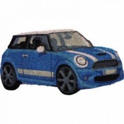 Miniblå bildörrmatta
