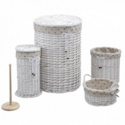 Lagerung Badezimmerkorb mit weiß lackiertem Wicker