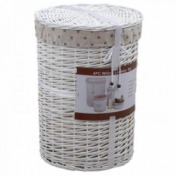 Lagerung Badezimmerkorb mit weiß lackiertem Wicker