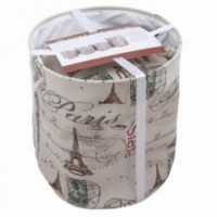 Mye av 4 Linen Baskets Mønster "Paris" Tour Effel, Basket Lagring Lingerie Dressing Klesvask