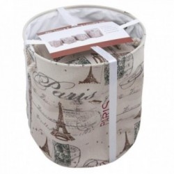 Lote de 4 cestas de linho padrão "Paris" Tour Effel, cesta de armazenamento de roupa interior