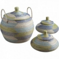 Panier et coffres à linge rond en jonc de mer