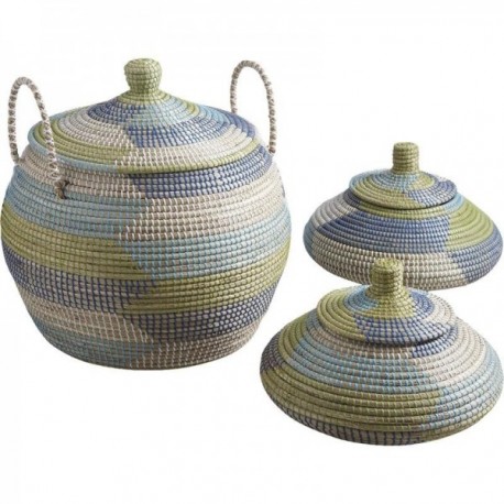 Panier et coffres à linge rond en jonc de mer