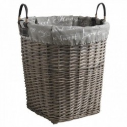2 cestas de almacenamiento de mimbre con mango de madera para organizar,  cesta de cuerda de papel reciclable, cesta decorativa tejida a mano para