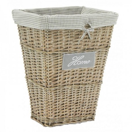 Gray split wicker laundry basket