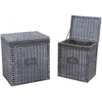 Set di 2 abiti quadrati quadrati di vimini impostati con coperchi