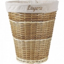 Splint and white wicker laundry basket