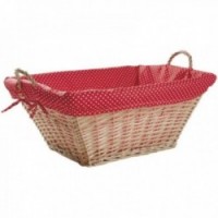 Red gingham splint laundry basket