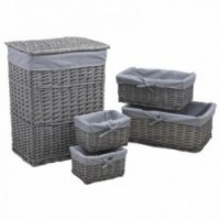 Laundry basket set + 4 baskets in gray splint