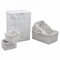 Laundry basket set + 4 baskets in white splint