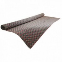 Natural Sea Tree Floor Mat med rød og grøn check | Stort vintage tæppe til stue og soveværelse