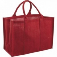 Red laminated jute shopping bag