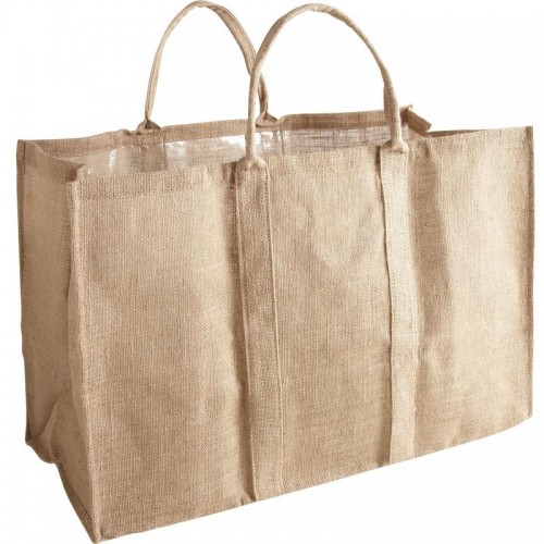 Beige Jute Log Bag Cart Storage Firewood Transport Fireplace Robust