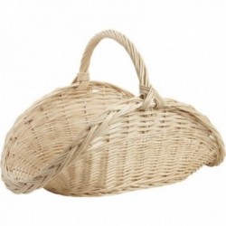 White wicker log basket