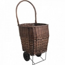 Stained wicker log cart