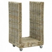 Roller Log Holder Harmaa ja metalli Huono: Puu Cart Design Storage Trolley Käytännöllinen takka