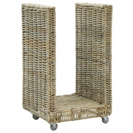 Roller Log Holder Grey & Metal Dårlig: Trævogn Design Opbevaring Vogn Praktisk Pejs
