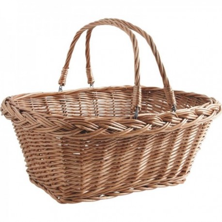 Buff Rectangular Wicker Shopping Basket