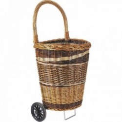 Wicker shopping cart on wheels