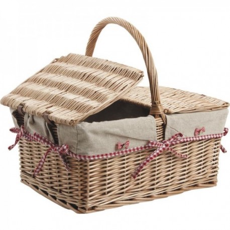 Picnic basket with 2 wicker lids