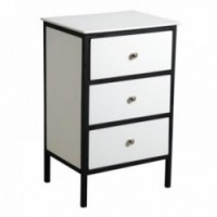 Chest of 3 drawers in wood and metal