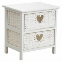 White bedside table in medium 2 drawers