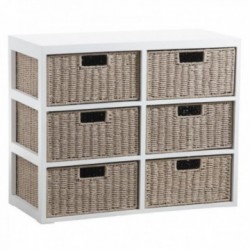 Weiße lackierte hölzerne Kommode mit 6 Schubladen Müll im Seilpapier - Schicker und natürlicher Lagerschrank für Schlafzimmer