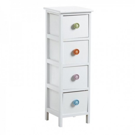 Dresser Dziecko w białych drewnianych 4 szuflady Przycisk Uchwyty