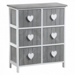 Szary Drewniany Dresser 6 Szuflady Heart Heart