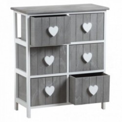 Szary Drewniany Dresser 6 Szuflady Heart Heart