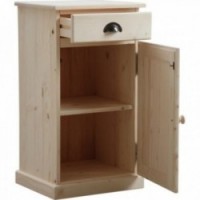 Armario de madera en bruto con cajón y puerta - Gabinete de almacenamiento de pino macizo para pintar o mancharse para cocinar