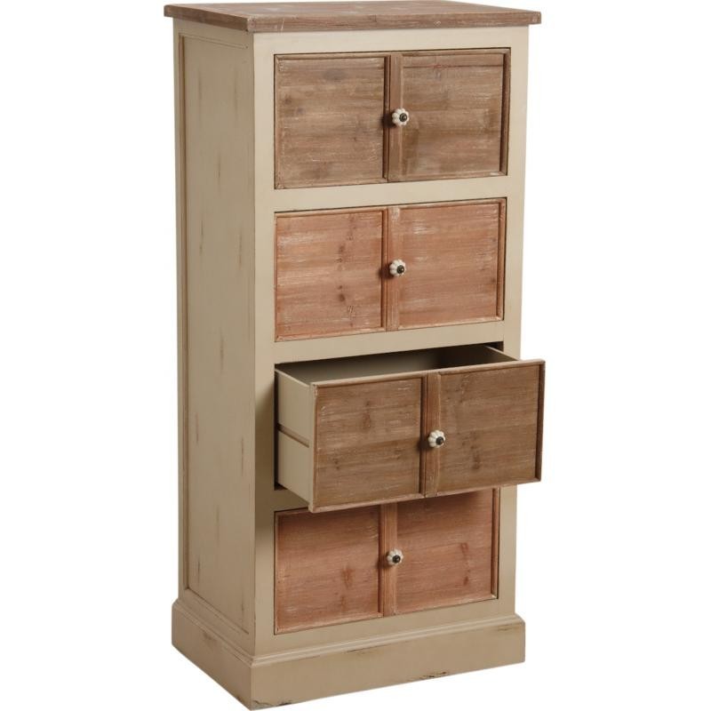 Commode 4 Tiroirs En Bois Et Mdf Pieds En Pin Teinté Chêne Foncé