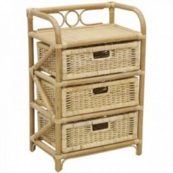 Cajas de ratán 3 cajones - Muebles de almacenamiento de ratán natural y lanzadera de vintage para habitación y sala de estar