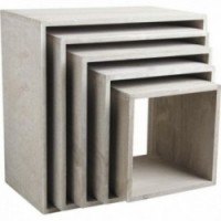 Gray wooden cube shelves