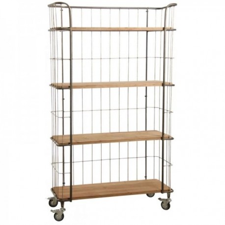 Przemysłowa drewniana półka i metal na kółkach