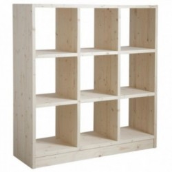 Shelf 9 boxes in raw wood